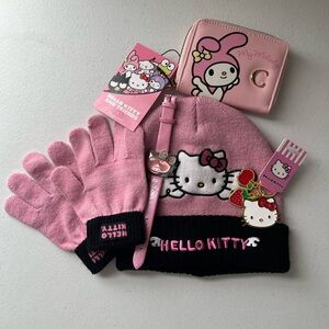 Hello Kitty Pink Accessory Bundle | Beanie, Gloves, Wallet, Watch & Keychain